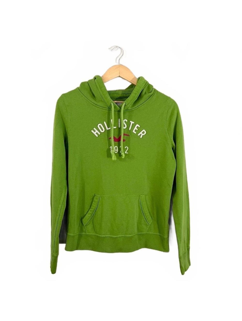 Y2K Hollister Green Logo Seagull Graphic Fleece Line Hoodie 2000’s Surf Casual